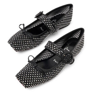 Christian Louboutin Mamastrapitina Flat Black Crystal Mesh Ballet Ballerina 38.5